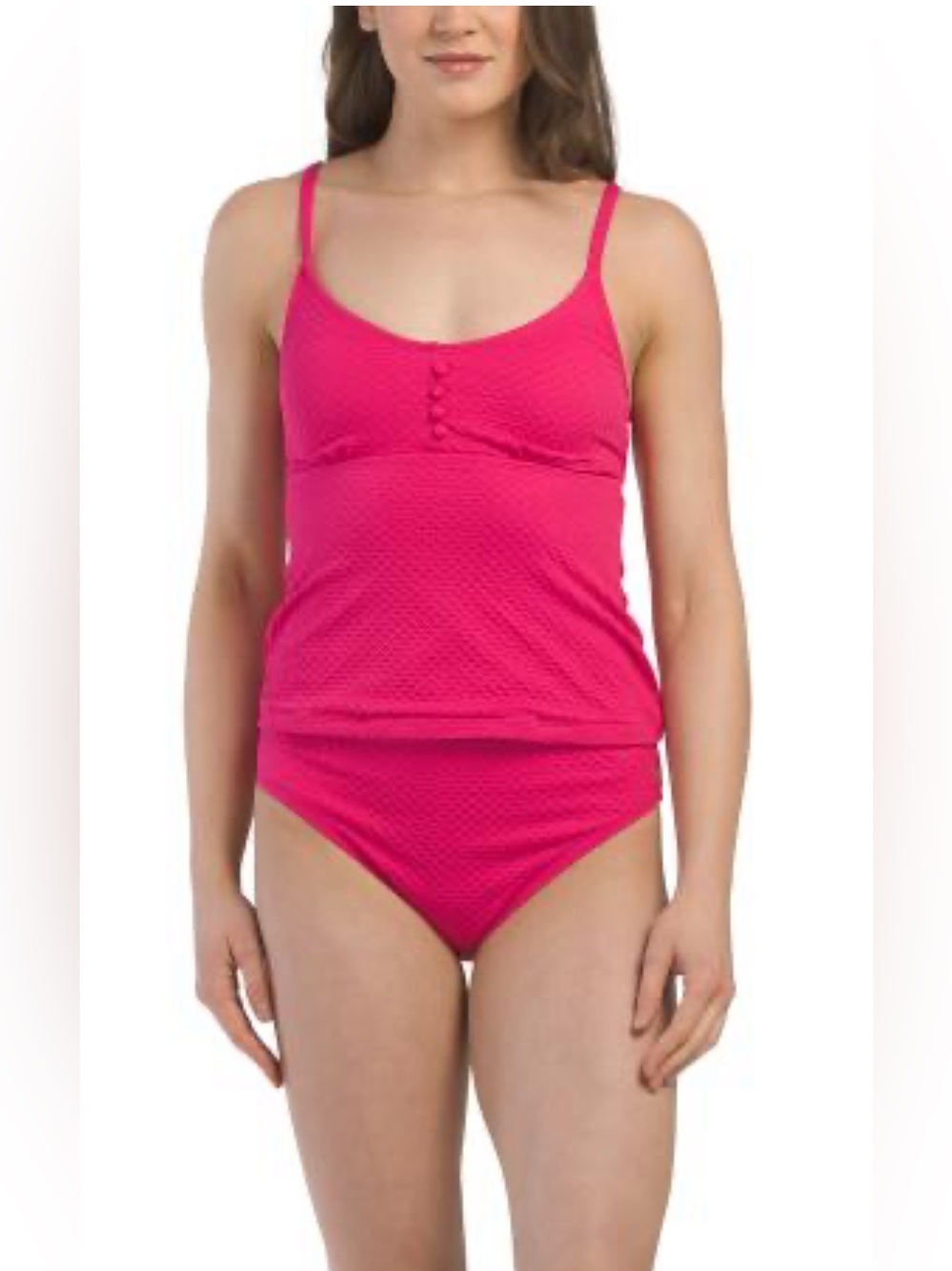 CECE Covered button textured bikini top and and bottom